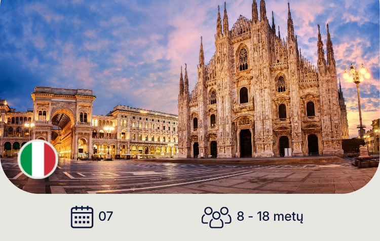 Sportech Academy vasaros programa Italijoje (8–18 metų moksleiviams)