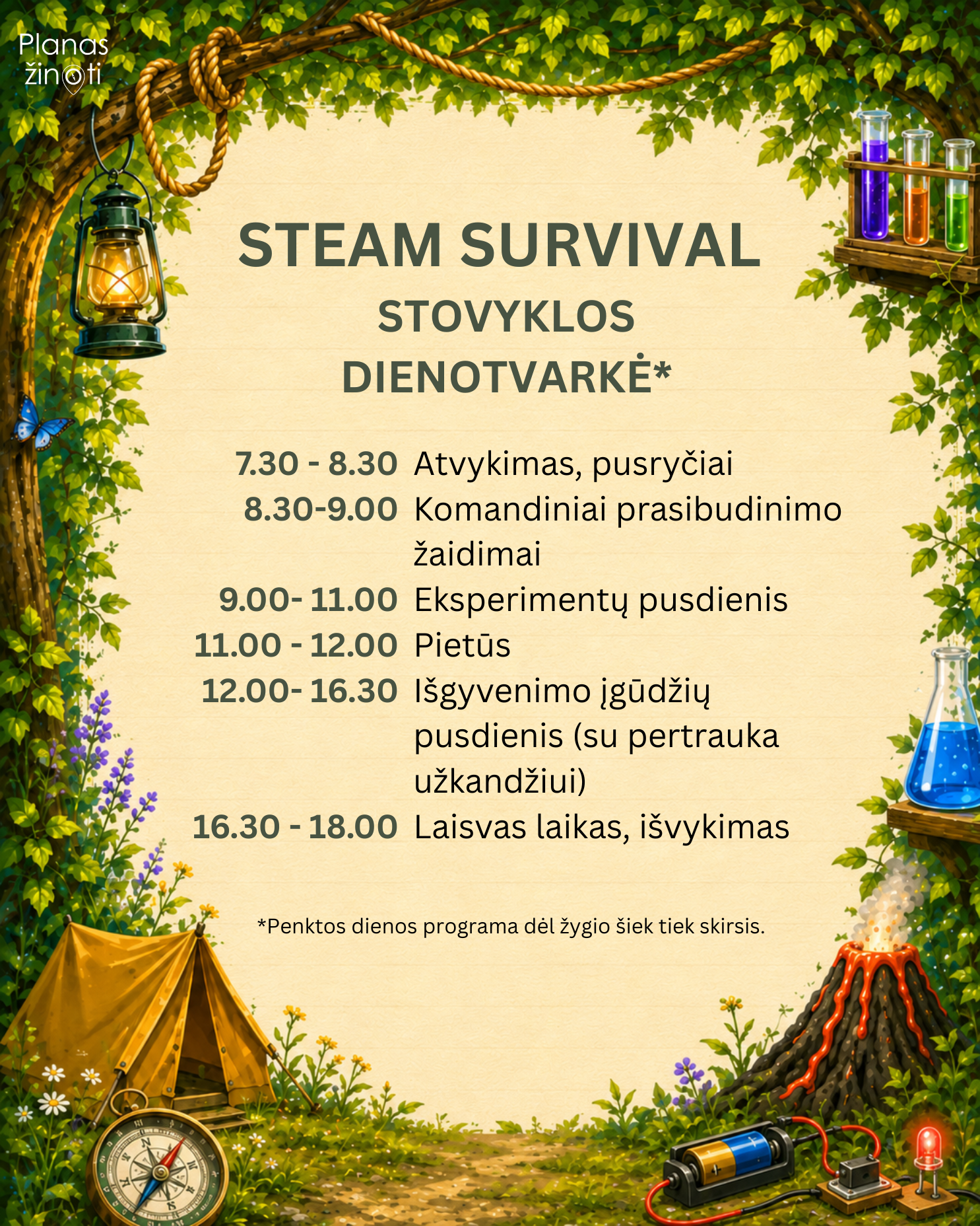 STEAM SURVIVAL STOVYKLA 9-12 METŲ VAIKAMS!